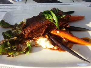 Short Rib with baby carrots.