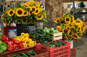Vegetables and flowers for sale in Provence